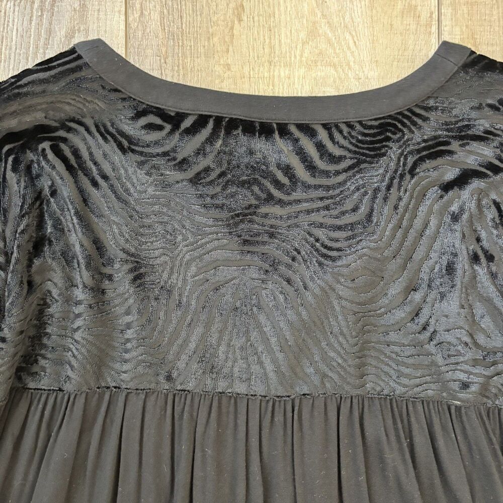 Womens Fairy Grunge Top Size L Whimsigoth Velvet Burnout Black Witchy Crochet - Picture 9 of 15